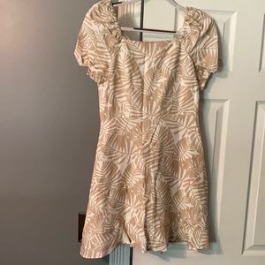 Loft white/ beige tropical print mini dress.